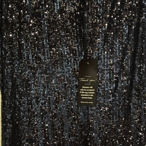 Midnight Blue Sequin One Shoulder Formal Gown - Melanie Lyne (Size 14) - Picture 3 of 4